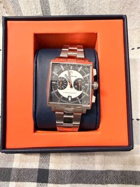 Men's Stainless Steel Chronograph Watch - Black and Silver